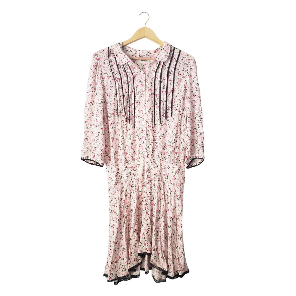 Zadig & Voltaire Raspail Floral Print Dress Pink Size Small